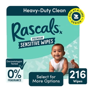 Rascals Premium Sensitive Baby Wipes, 216 Count