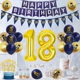 thumbnail image 6 of 18th Birthday Decorations Navy Blue and Gold 18th Birthday Balloons for Boys Girls, Happy 18th Birthday Bunting Banner Triangle Flag Cake Toppers Gold 18 Balloon for Men Women 18 Years Birthday Party, 6 of 7
