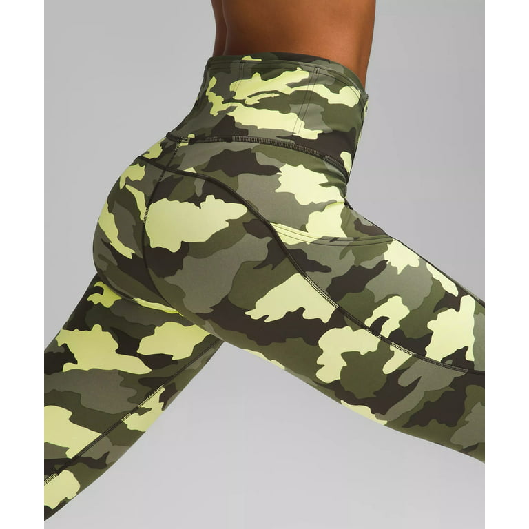Lululemon Women's Fast and Free High Rise Crop 23/25 Tight Pant Legging -  Camo Green Multi (4, 25) 