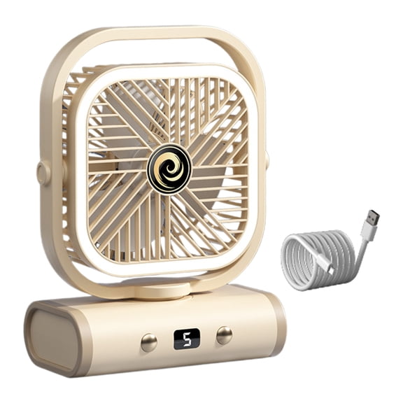 USB Rechargeable Cooling Fan 5 Speed Settings Quiet Home Desktop Fan Energy Efficient Personal Cooling Fan Enduring