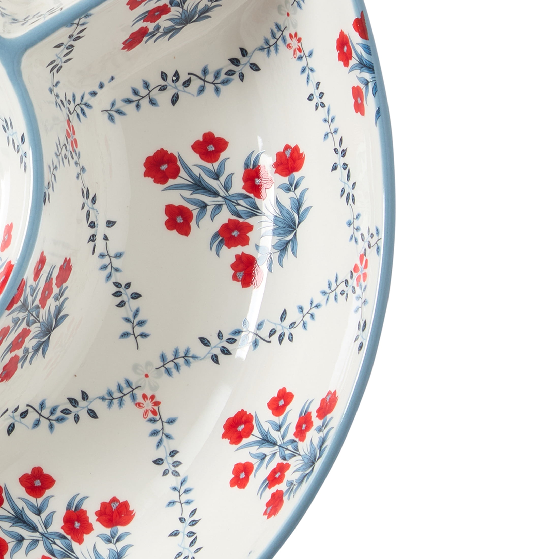 Floral Ceramic Chip and Dip Tray, Red/White/Blue, by My Texas House