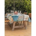 thumbnail image 2 of Vintage Blue Coastal Outdoor Tablecloth - 52x70 Inch Rectangle Dining Table Cover, Summer Beach Starfish Shell Coral Nautical Waterproof Outdoor Table Cloth with Umbrella Hole & Zipper for Patio, 2 of 7