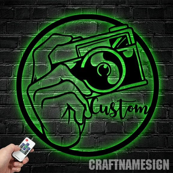 Craftnamesign Custom Camera Photography Metal Wall Art, Personalized Cameraman Sign