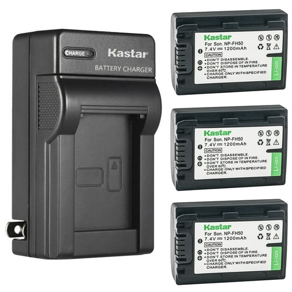 Kastar 3-Pack Battery and AC Wall Charger Replacement for Sony DCR-DVD403, DCR-DVD404, DCR-DVD405, DCR-DVD406, DCR-DVD407, DCR-DVD408, DCR-DVD410, DCR-DVD450, DCR-DVD504, DCR-DVD505, DCR-DVD506