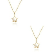 2pcs Star Shaped 18K Gold Plated Pendant Necklace with Zircon 0470(Golden)