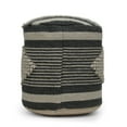 thumbnail image 3 of Handcrafted Cylindrical Pouf - Beige And Dark Grey Fabric Cover Wool & Cotton 16x16x16 250lb Capacity Spot Clean Only, 3 of 4