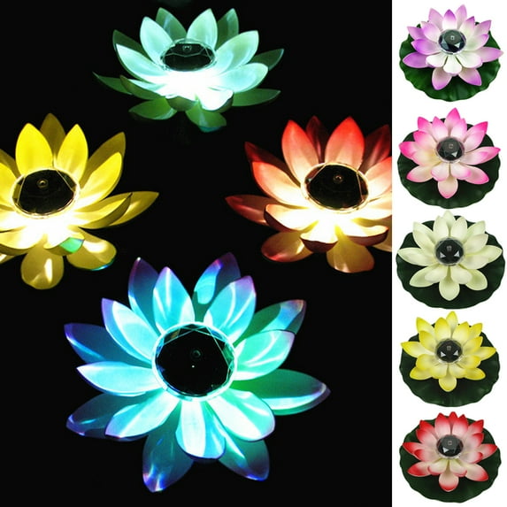 Travelwant 1/5Pcs LED Waterproof Floating Lotus Light Pond Decoration Light Battery Operated Color-Changing Floating Flower Light for Pool Garden Fish Tank Outdoor Wedding Decor