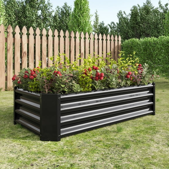 Metal Raised Garden Bed, Rectangle Raised Planter 4×2×1ft for Flowers Plants, Vegetables Herb