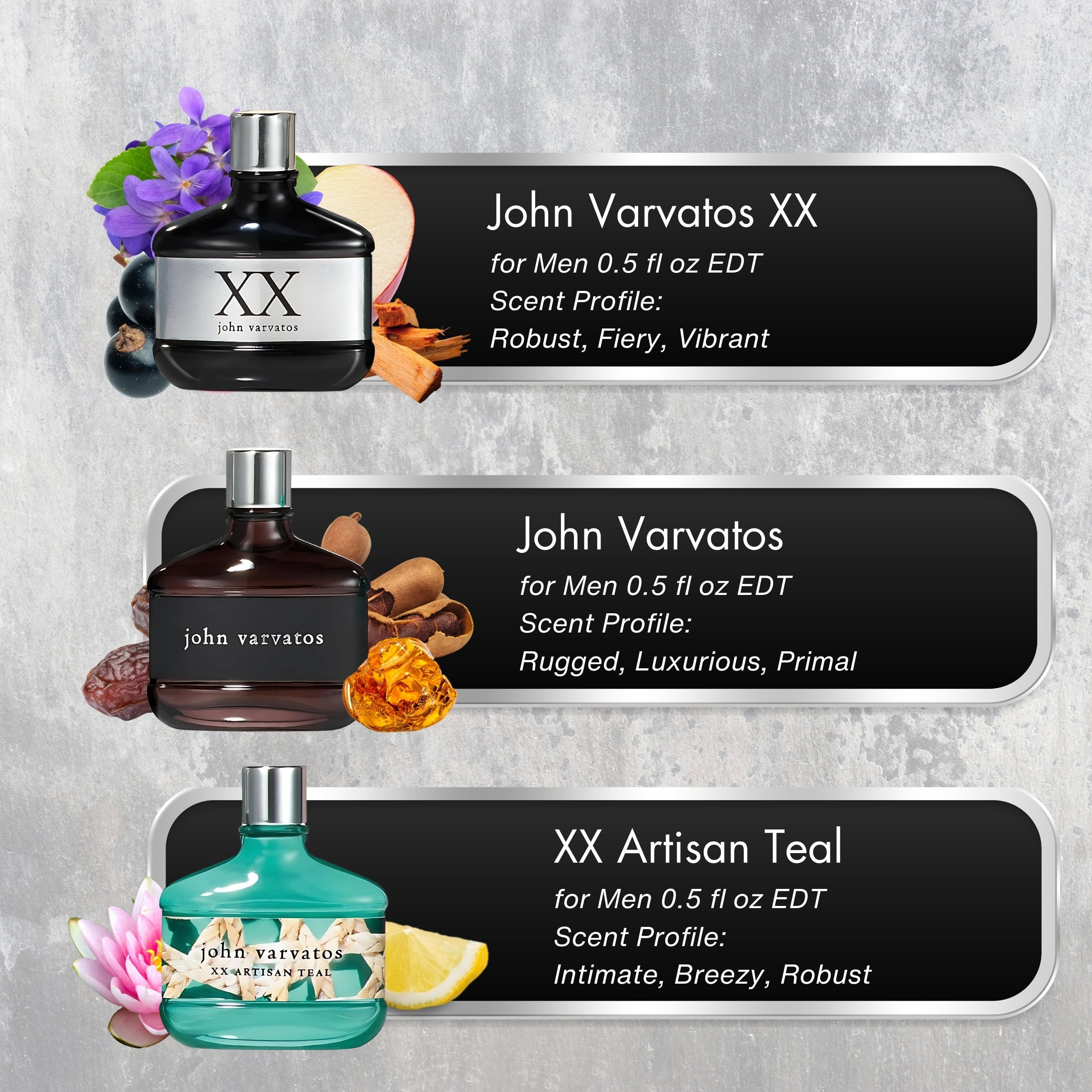 John Varvatos 3 Piece Men's Cologne Fragrance Set - Artisan