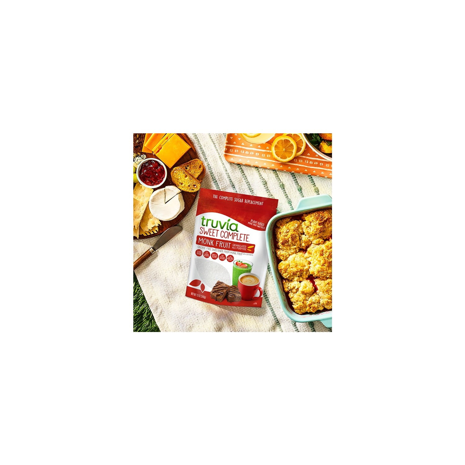 (4 pack) Truvia Sweet Complete Granulated Calorie-Free Sweetener from The Monk Fruit, 12 oz