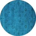 thumbnail image 1 of Ahgly Company Machine Washable Indoor Round Oriental Turquoise Blue Industrial Area Rugs, 5' Round, 1 of 4