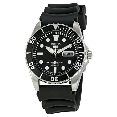 Men's 40mm Black Rubber Band Steel Case Automatic Analog Watch