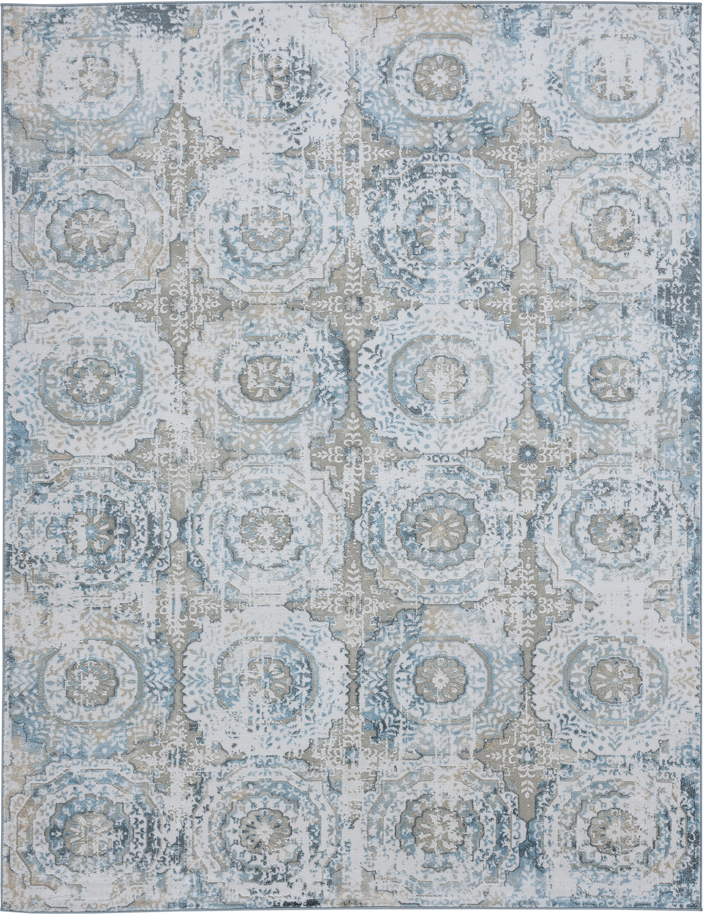 Transitional 5x7 Area Rug (5'3'' x 7'3'') Floral Blue Living Room Easy to Clean