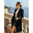 thumbnail image 5 of DARING DIVA Women's Winter Single Breasted Peacoat Notched Lapel Button Down Overcoat L Black, 5 of 8