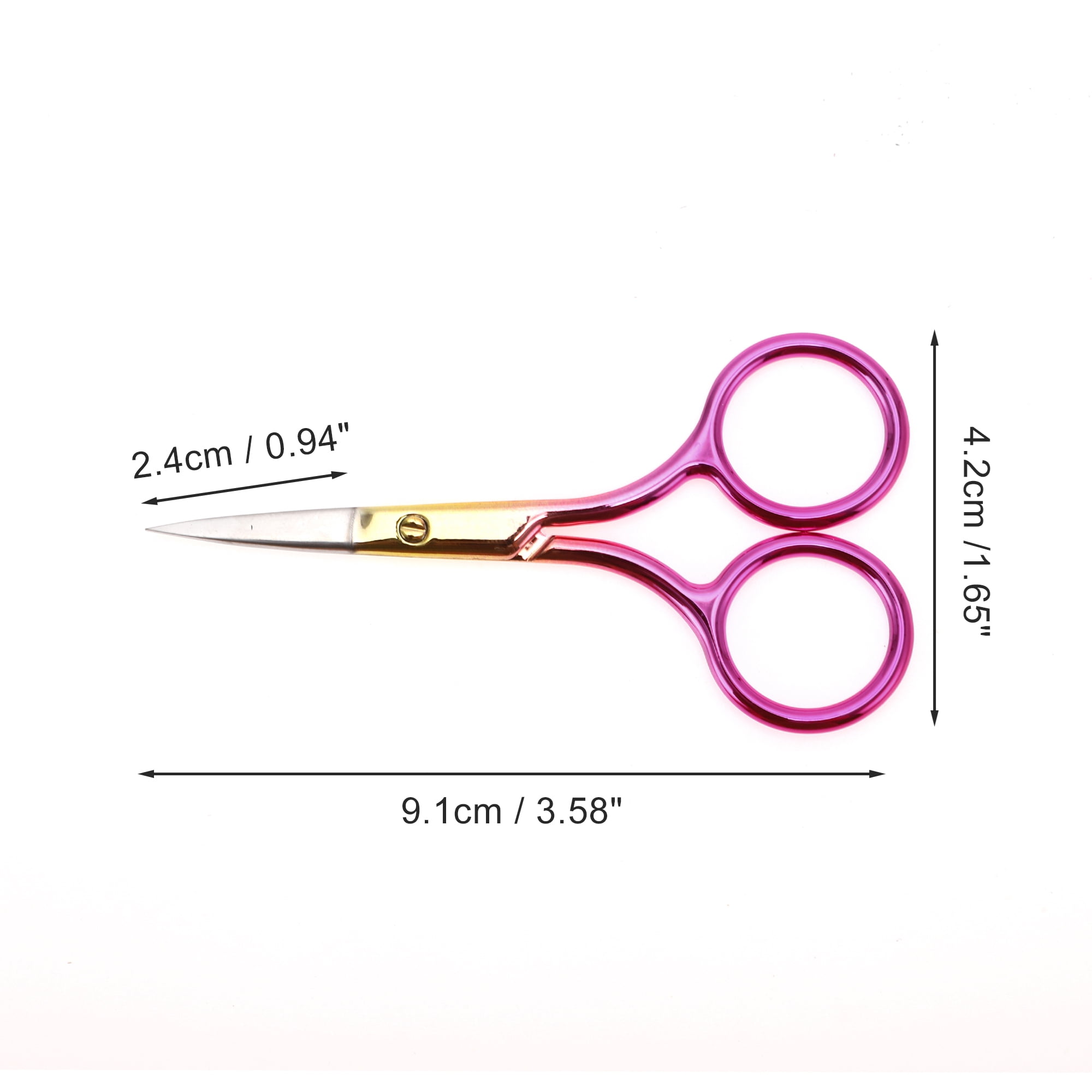 Unique Bargains 1 Pc Fine-edged Scissors Facial Hair Bedroom Gold Tone Pink