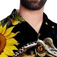thumbnail image 5 of Crocodile Starry Sky Sunflower Men's Short Sleeve Spread Collar Poplin Button Down Casual Printed Summer Beach Unisex Shirts, 5 of 6