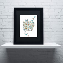 Trademark Fine Art "Robot City" Canvas Art by Carla Martell, Black Matte, Black Frame