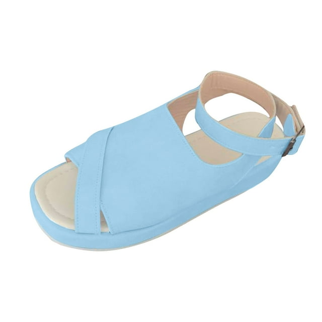 Straps with Buckles Womens Fashionable And Casual Solid Color Wrap-Around Strap Buckle Roman Sandals
