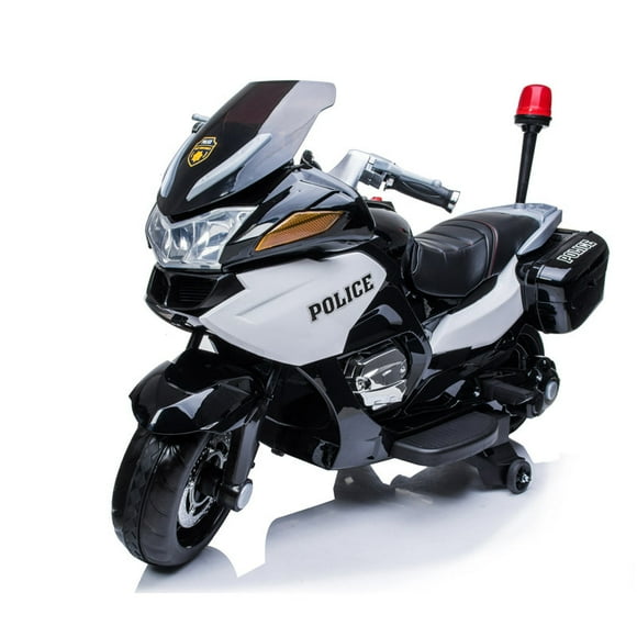 24V Police Officer Ride-On Motorcycle w/ Removable Stabilizing Wheels, SD, USB