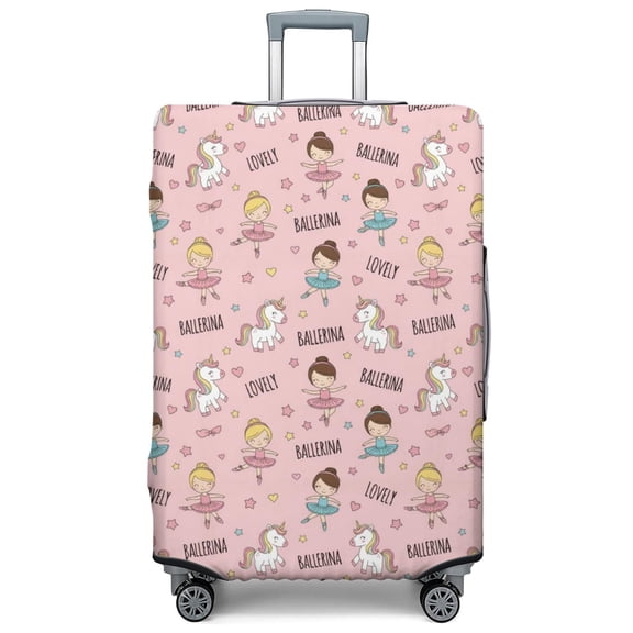 Princess and Unicorn Pink Pattern Luggage Cover,Stretch Travel Baggage Protector with Top & Side Openings, Reinforced Stitching Gift Ideas for Travel Business Trips,XL(29-32in)