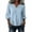 #0446-Blue, variant on Shirts for Women Trendy Plain V Neck 3/4 Sleeve Linen Tops Summer Vacation Loose Tunic Boho Blouses