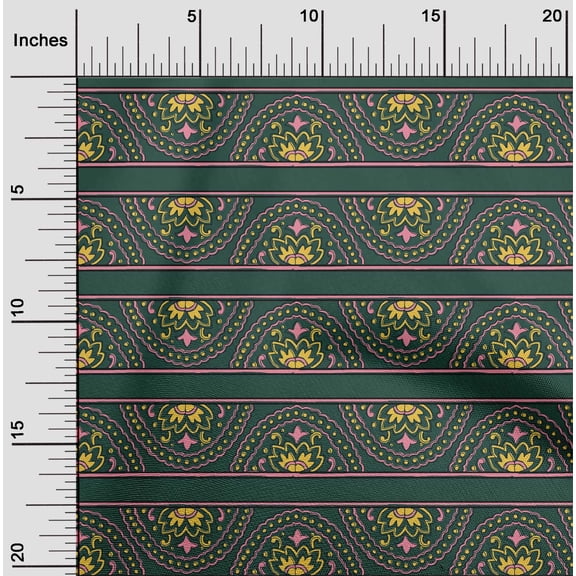 oneOone Organic Cotton Poplin Twill Fabric Floral Block Print Fabric By Yard 42 Inch Wide