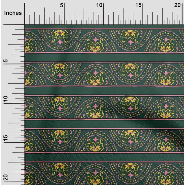 oneOone Cotton Flex Fabric Floral Block Print Fabric BTY 40 Inch Wide