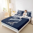 thumbnail image 4 of Feelyou Navy Grey Hemlet Full Size Sheets for Kids, Soccer Athlete Bed Sheets, Cartoon Sports Rugby Sheet Sets, Ultra Soft Bedroom Decor, 4-Piece, 4 of 7