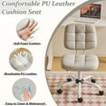 thumbnail image 4 of Wubio Compact Small Desk Chair, Cute Armless Chair with Wheels, Vanity Chair with Low Back, Height Adjustable Task Chair for Small Spaces, Office, Bedroom, Make Up Room, PU Leather, Light Grey, 4 of 18