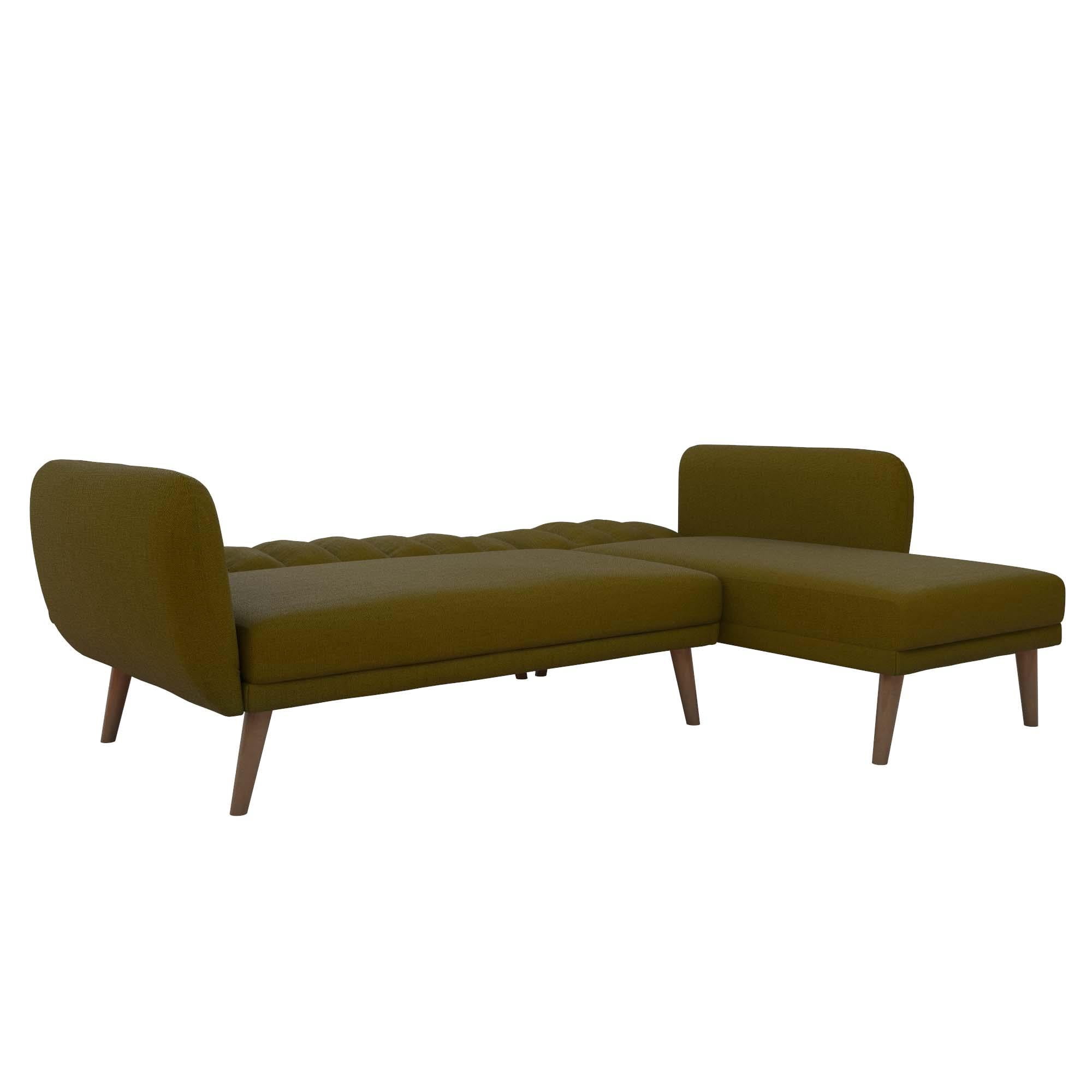 Novogratz Brittany Sectional Futon Sofa, Green Linen