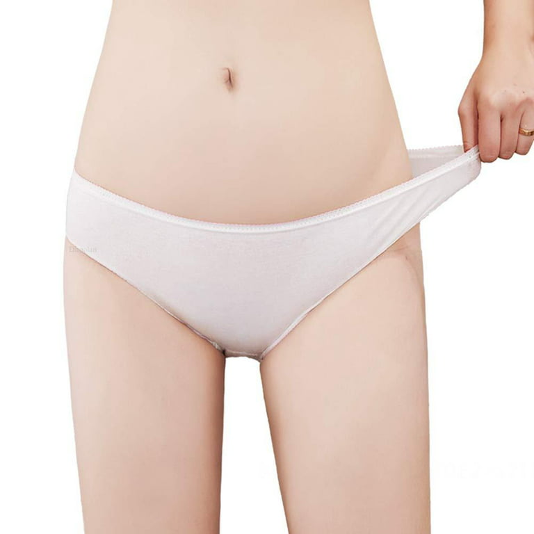 Women?s Disposable Underwear for Travel-Hospital Stays- 100% Cotton Panties  White(10pk) White 