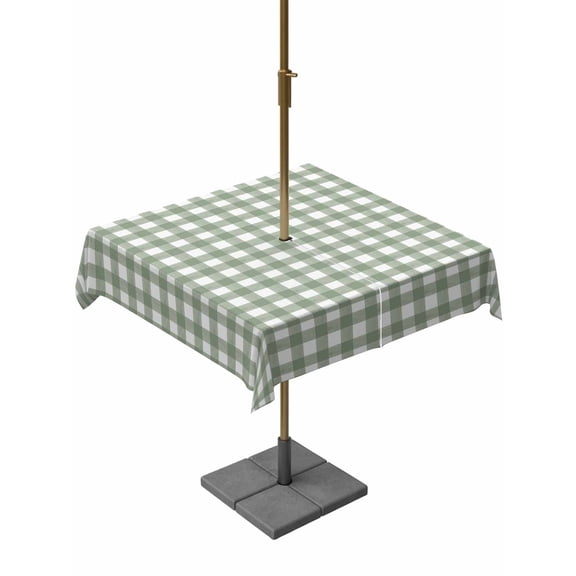 Outdoor Tablecloth with Umbrella Hole, Sage Green Buffalo Plaid Spillproof Waterproof Outdoor Table Cover, Farmhouse Green White Checkered Patio Tablecloths for Party/Garden/Picnic, Square 60"x60"