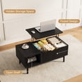 thumbnail image 3 of YouTrend Fluted Lift Top Coffee Table with Storage, Rising Coffee Tables with Hidden Compartment, Wood Center Table for Living Room Office, Black, 3 of 7