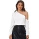 thumbnail image 1 of Blusa de Trabajo de Oficina Elegante  Manga Larga con Hombros Descubiertos para Mujer blanco S, 1 of 6