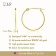 thumbnail image 2 of Tilo Jewelry 14K Yellow Gold Thin Hoop Earrings, 1mm Tube, 12mm (Women, Men, Unisex), 2 of 10