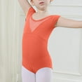 thumbnail image 2 of Fancifize Girls Short Sleeve Dance Leotard High Elastic Training Costume Breathable for Ballet Gymnastics Summer Practice Ages 5-18, 2 of 6