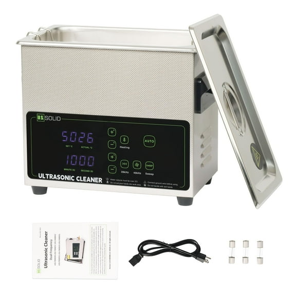 U.S. Solid 3L Ultrasonic Cleaner - 28/40kHz Dual-Frequency Digital Ultrasonic Cleaning Machine with Heater, Timer, and Degas Function