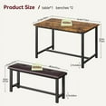 thumbnail image 6 of Jojoka 3 Piece Dining Table Set for 4, Kitchen Table with 2 PU Leather Upholstered Benches, Industrial Wood Top Breakfast Dinette for Small Space, Kitchen, Apartment, Dining Room, Rustic Brown, 6 of 8