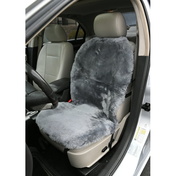 Universal Sheep Skin Seat Cushion W/O Headrest Cover Grey