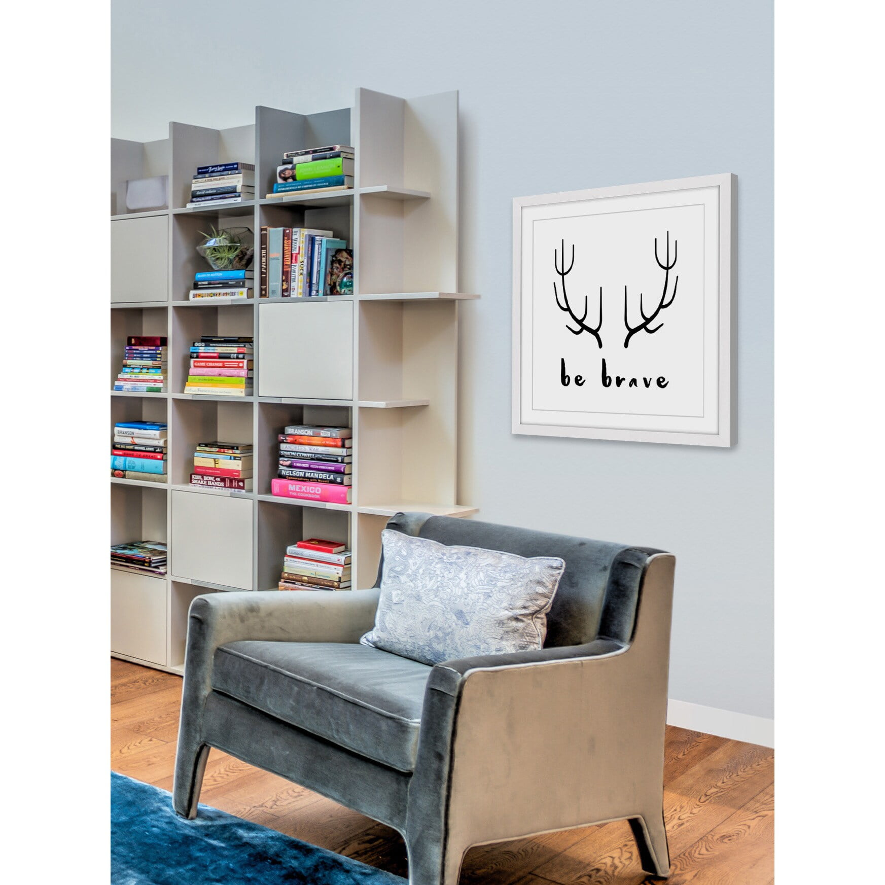 MARMONT HILL  - 'Brave Antlers' by Diana Alcala Framed Painting Print - Multi-Color 12 x 12