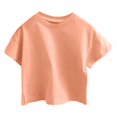 thumbnail image 5 of CAICJ98 Girls Short Sleeve T Shirts Toddler Summer Solid Color Crop Tops Crewneck Fashion Girls Tee Shirts Orange,3-4 Years, 5 of 5