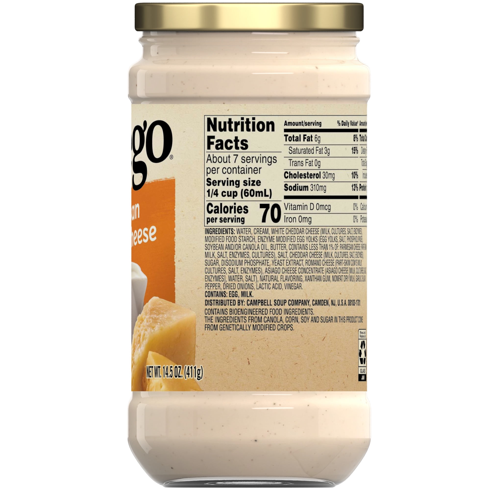 (2 pack) Prego Artisan Four Cheese Alfredo Pasta Sauce, 14.5 oz Jar
