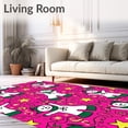 thumbnail image 2 of ODIKA 8'x10' Machine Washable Non-Slip Area Rug, Joyful Holiday Scene Featuring Playful Snowmen and Twinkling Stars High Traffic Rug with Pad, Pink, 734213, 2 of 8