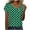 Army Green, variant on Womens Short Sleeve Slant Neck Trendy Loose Top with Artistic Color Gradient Drip Print