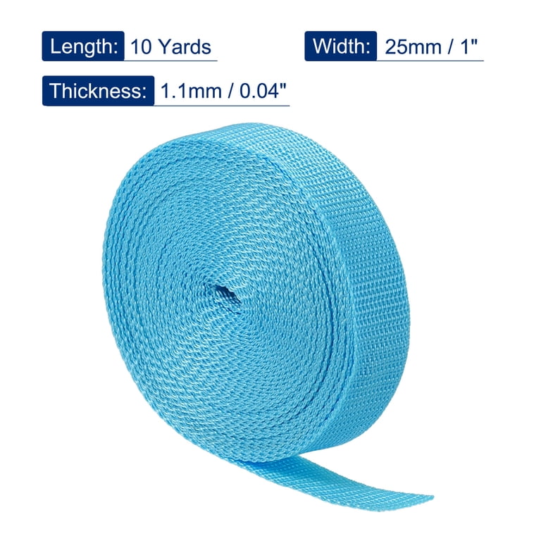 Sky Blue Lightweight Nylon Webbing – 1.5 Inch Wide, 4 Panel/Band – 5 Yards, Made In USA