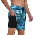 thumbnail image 2 of Balery Blue Kyanite Bañador para hombre, shorts de playa de secado rápido con entrepierna y forro de compresión-Medium, 2 of 6