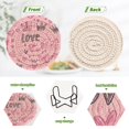 thumbnail image 4 of Haosy Set of 6 Drink Woven Coaster with Holder Heat Resistant Non-Slip Bar Coasters 4 Inches Doodle Love Hearts Crowns, 4 of 7
