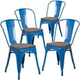 thumbnail image 2 of Flash Furniture 4 Pk. Blue Metal Stackable Chair with Wood Seat, 2 of 8