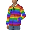 thumbnail image 3 of Goofa Colorful Glitter Rainbow Pattern Mens Full-zip Hoodie, Zip-up Pullover Hooded Sweatshirt, Kangaroo Pocket Hoodie Ideal for Daily Wear, Travel, and Home-Medium, 3 of 5