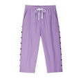 thumbnail image 5 of ATOGUTA Girls Wide Leg Capri Pants Size 6-15 Loose Trousers Flowy with Pockets Elastic Waist Casual Pants for Kids Purple, 5 of 5